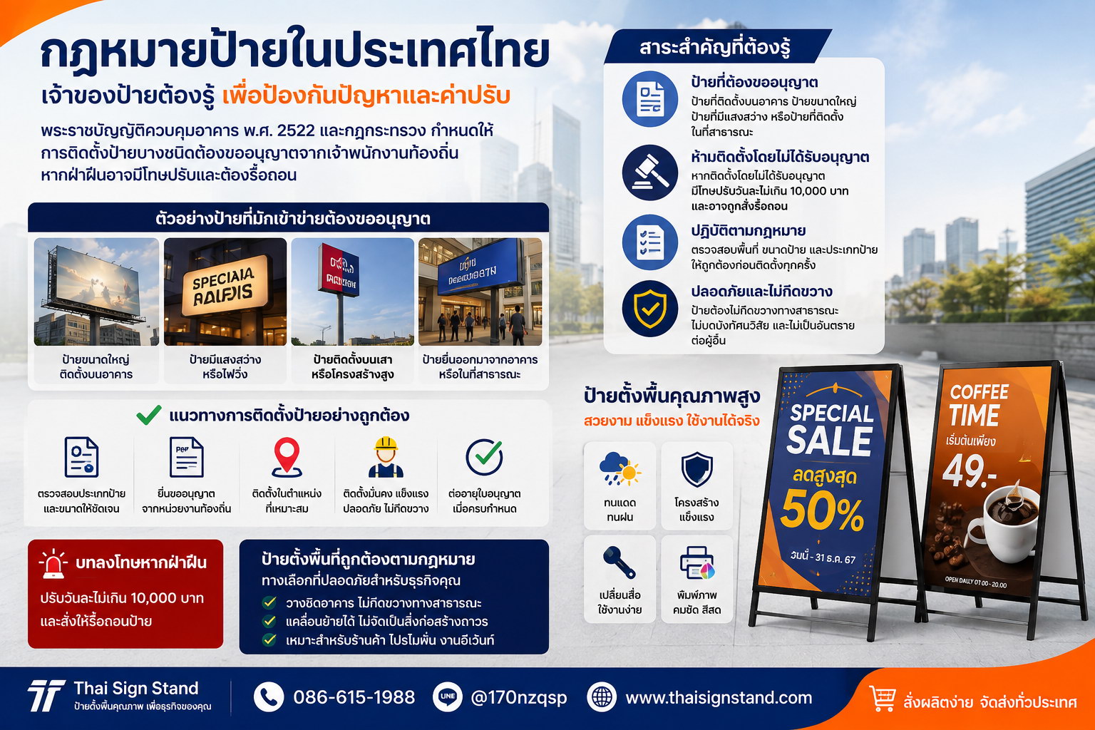 ป้ายตั้งพื้นโรงแรม ร้านอาหาร